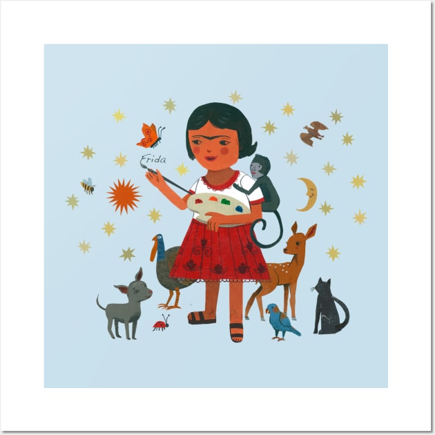 Frida Kahlo and Her Animalitos Wall Art by John Parra Art